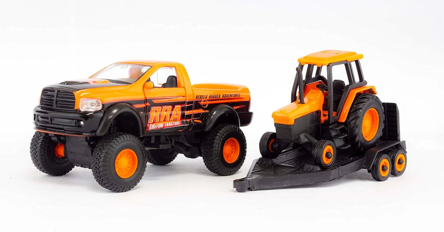 Maisto  Fresh Metal Dodge Set of x2 Vehicles - Ram Truck + Tractor  Orange Rebels Rugged Adventures