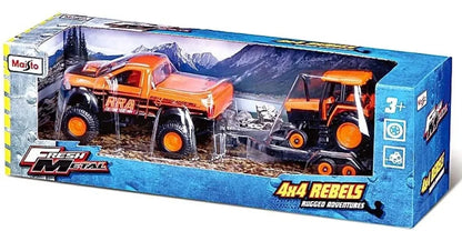 Maisto  Fresh Metal Dodge Set of x2 Vehicles - Ram Truck + Tractor  Orange Rebels Rugged Adventures