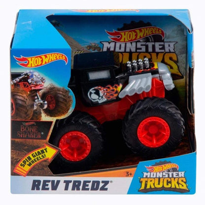 Hotwheels  Monster Trucks  Rugged Truck: Bone Shaker  Black, Red Rev Tredz