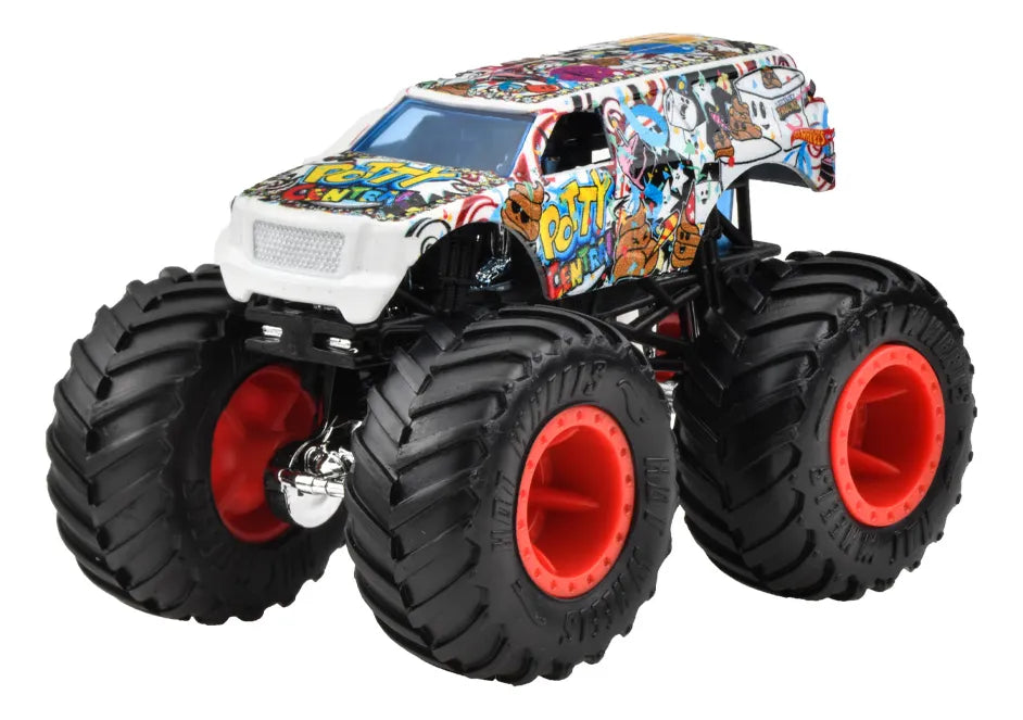 Hotwheels  Monster Trucks  Rugged Truck: Potty Central  Black, White Rev Tredz