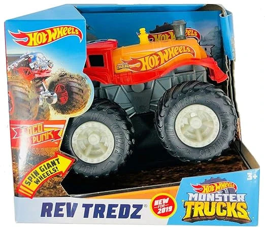 Hotwheels  Monster Trucks  Rugged Tractor: Loco Punk Vehicle  Black, Red Rev Tredz