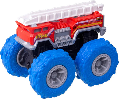 Hotwheels  Monster Trucks  Rugged Fire Engine: 5 Alarm  Red, Blue Wrecking Wheels