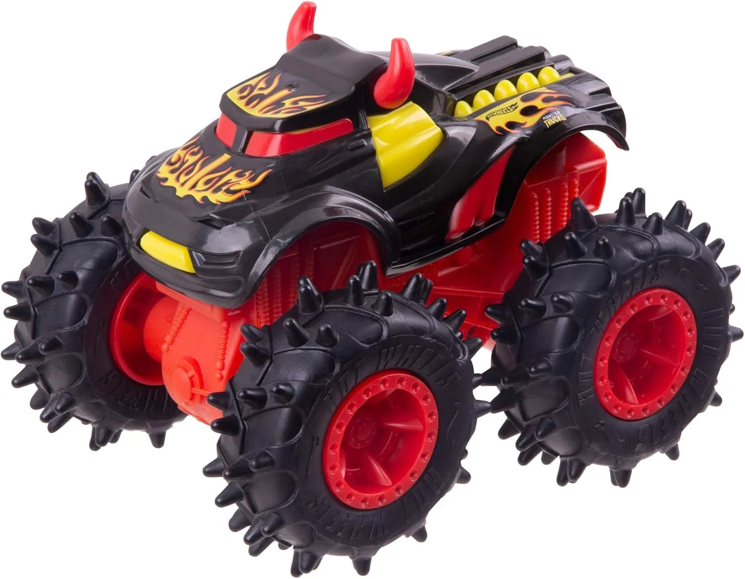 Hotwheels  Monster Trucks  Rugged Truck: Steer Clear  Black, Red Wrecking Wheels