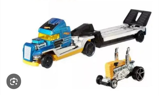 Hot Wheels  Hauler Steel Power  Steel Power - (Set of Hauler + Car)  Blue & Yellow
