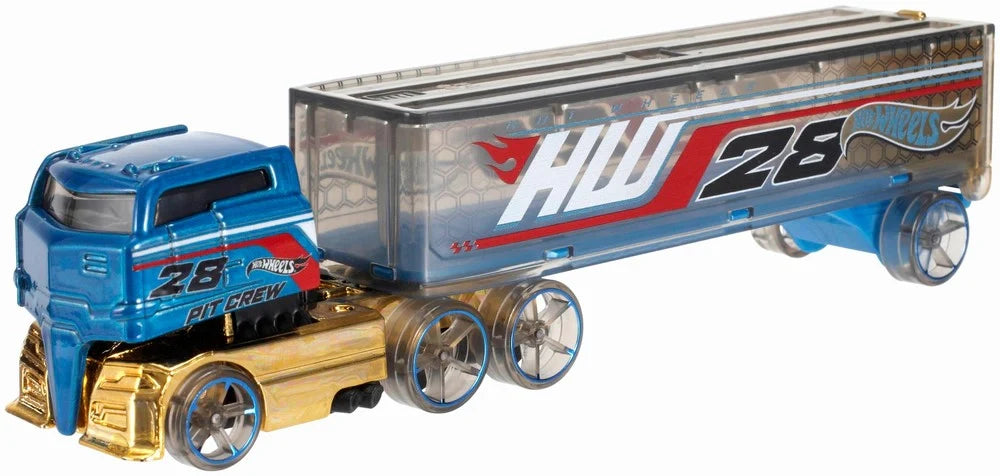 Hot Wheels  Hauler Rig Dog  Rig Dog - (Set of Hauler + Car)  Blue & Golden