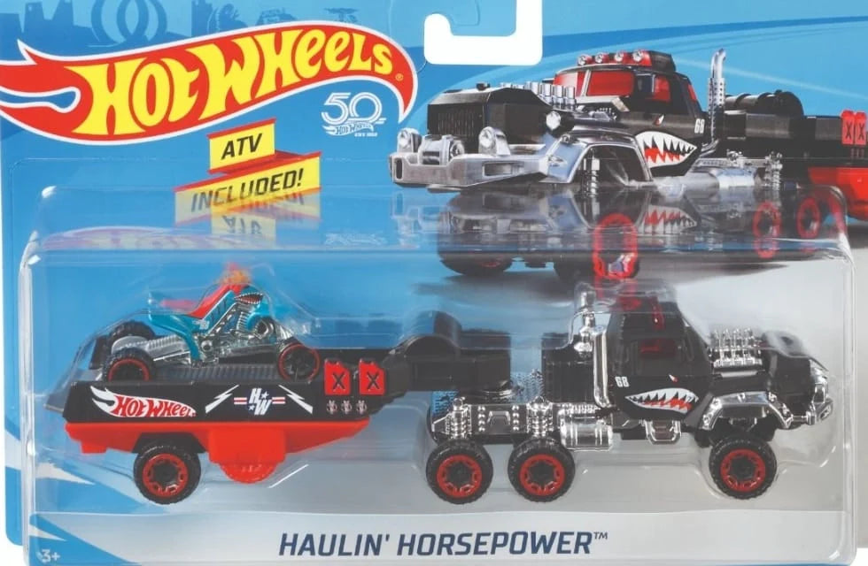 Hot Wheels  Hauler Haulin' Horsepower  Haulin' Horsepower - (Set of Hauler + Car)  Black & Red