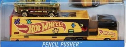 Hot Wheels  Hauler Pencil Pusher  Pencil Pusher - (Set of Hauler + Car)  Yellow