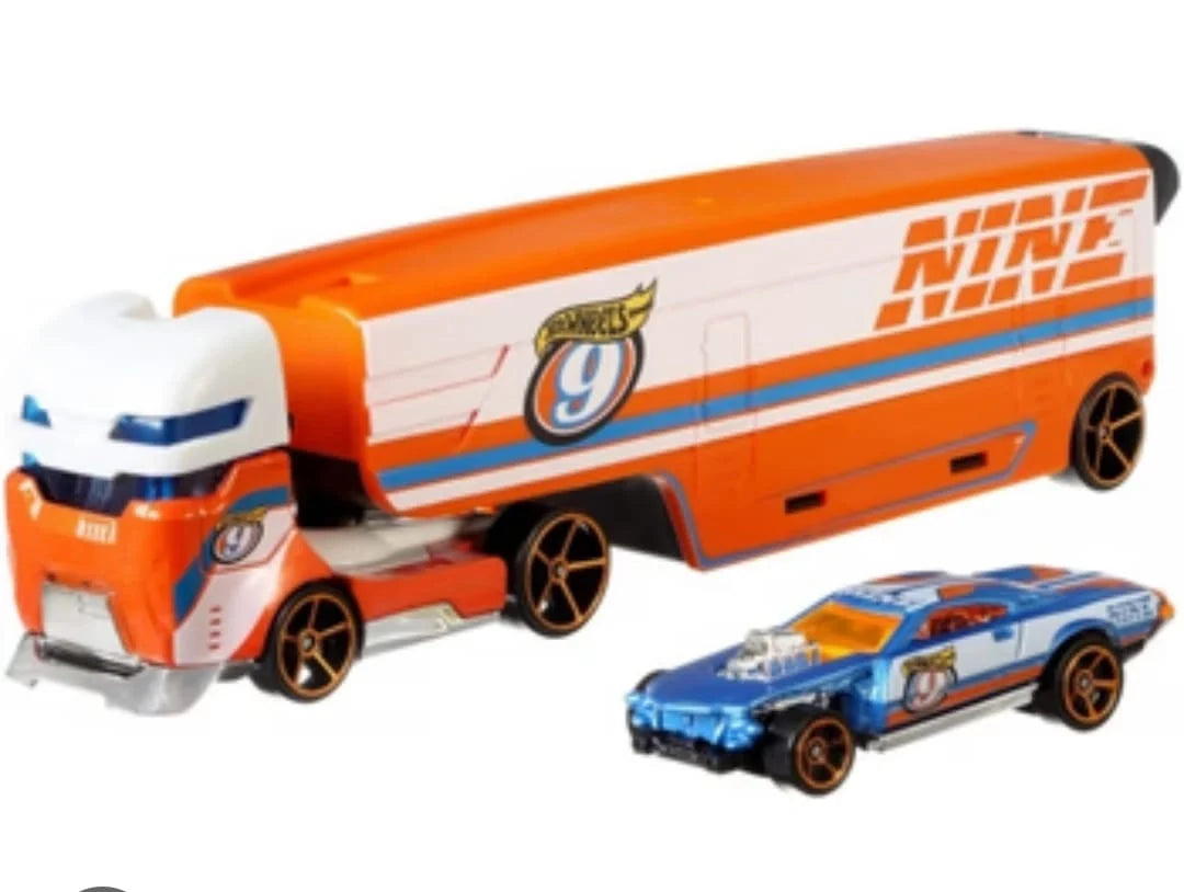 Hot Wheels  Hauler Speedway Hauler  Speedway Hauler - (Set of Hauler + Car)  Orange & White