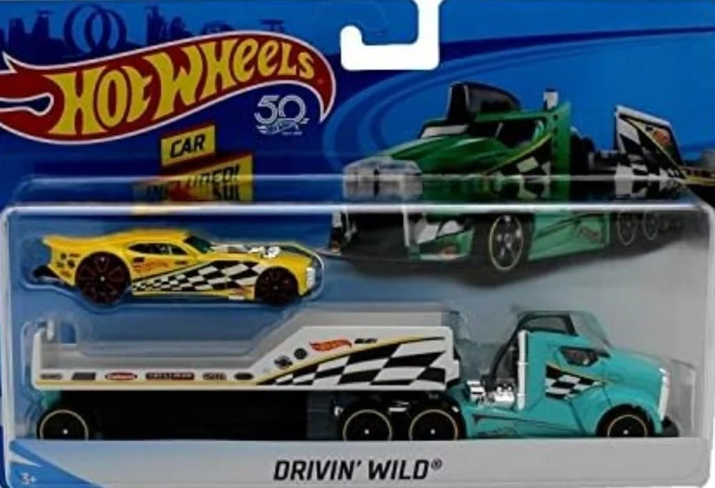 Hot Wheels  Hauler Drivin' Wild  Drivin' Wild - (Set of Hauler + Car)  Green & White