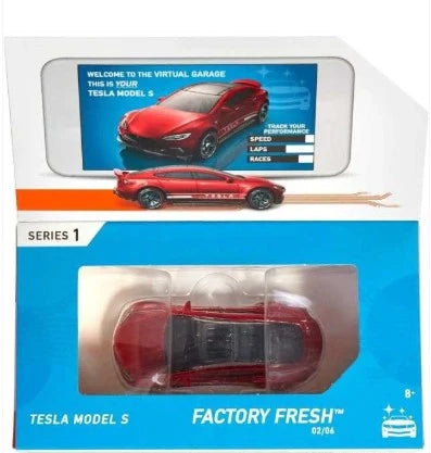 Hotwheels  Factory Fresh Tesla Model S - Includes NFC Scan Chip  Red Hotwheels ID - NFC
