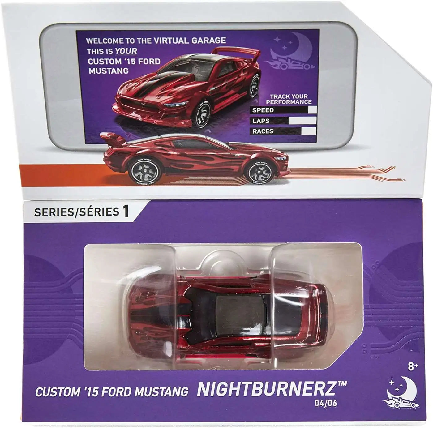 Hotwheels  Night Burnerz Ford Mustang - Includes NFC Scan Chip 2015 Red Hotwheels ID - NFC