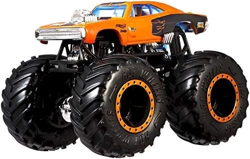 Hot Wheels  Monster Trucks Demolition Doubles (Pack of 2) Roger Dodger VS Charger R/T   Blue, Orange Giant Wheels