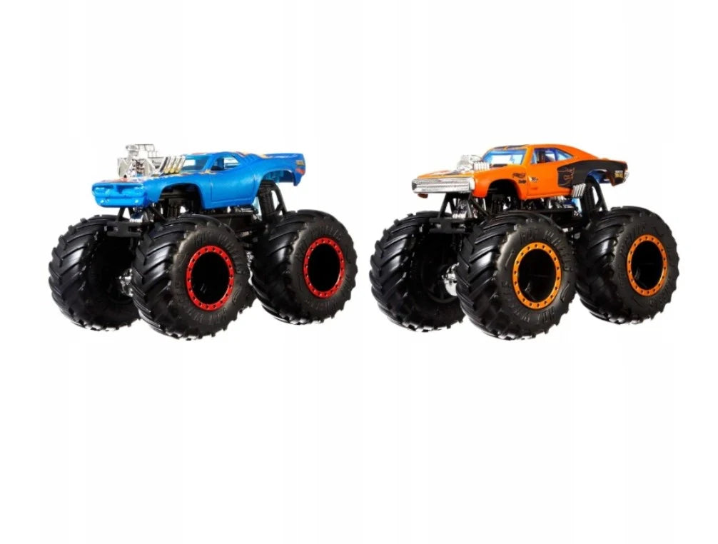 Hot Wheels  Monster Trucks Demolition Doubles (Pack of 2) Roger Dodger VS Charger R/T   Blue, Orange Giant Wheels