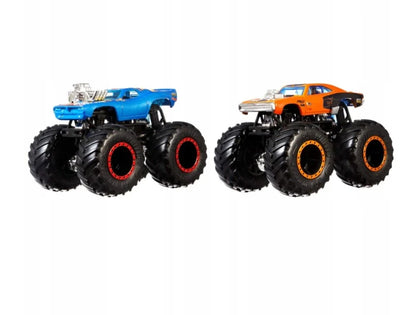 Hot Wheels  Monster Trucks Demolition Doubles (Pack of 2) Roger Dodger VS Charger R/T   Blue, Orange Giant Wheels