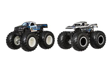 Hot Wheels  Monster Trucks Demolition Doubles (Pack of 2) Police VS Hooligan   Black, White Giant Wheels