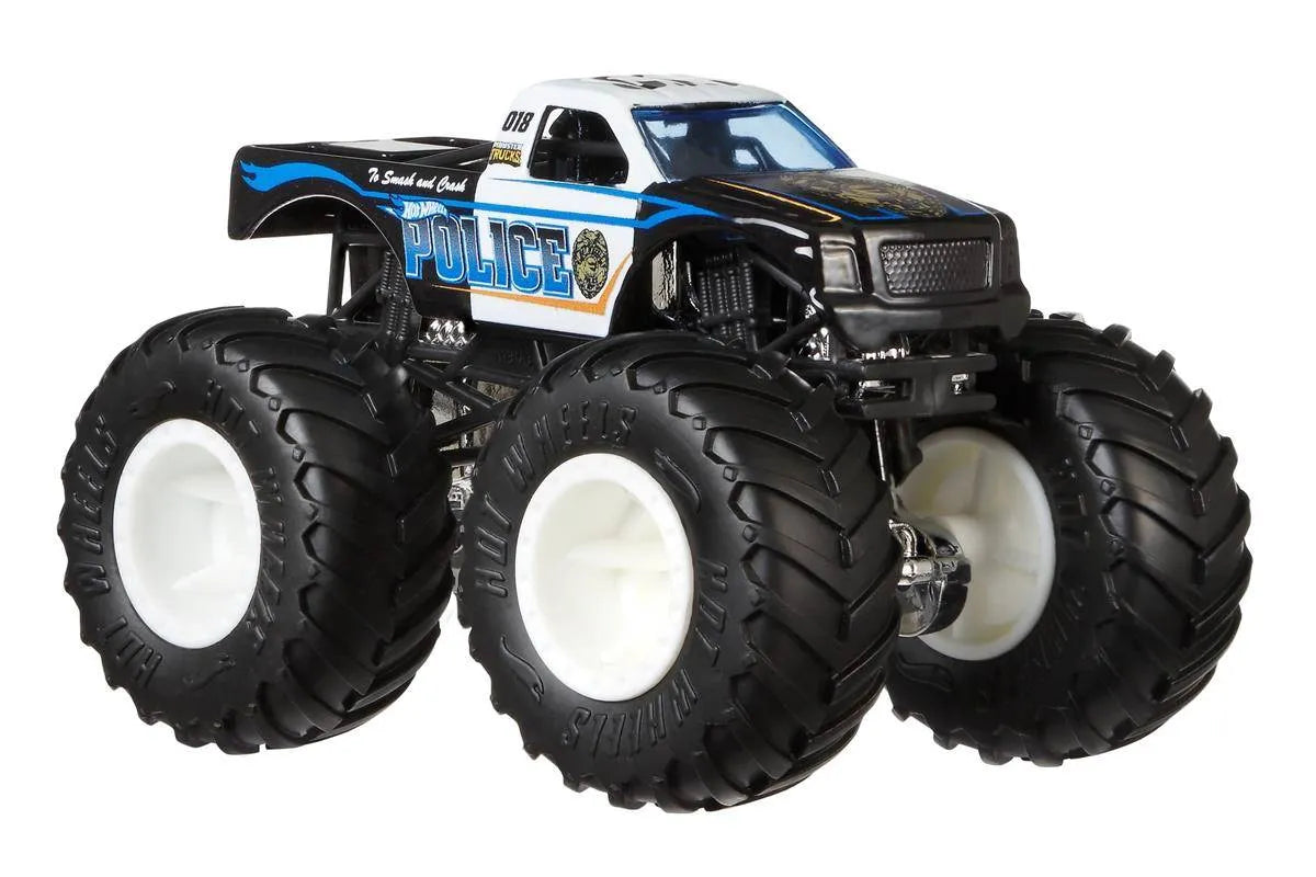 Hot Wheels  Monster Trucks Demolition Doubles (Pack of 2) Police VS Hooligan   Black, White Giant Wheels