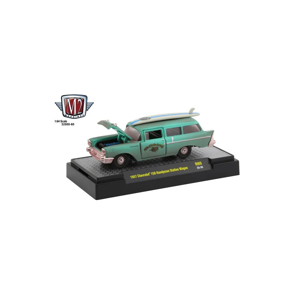 M2 Machines Limited Edition  Chevrolet 150 Handyman Station Wagon 1957 Green White Surfing Board