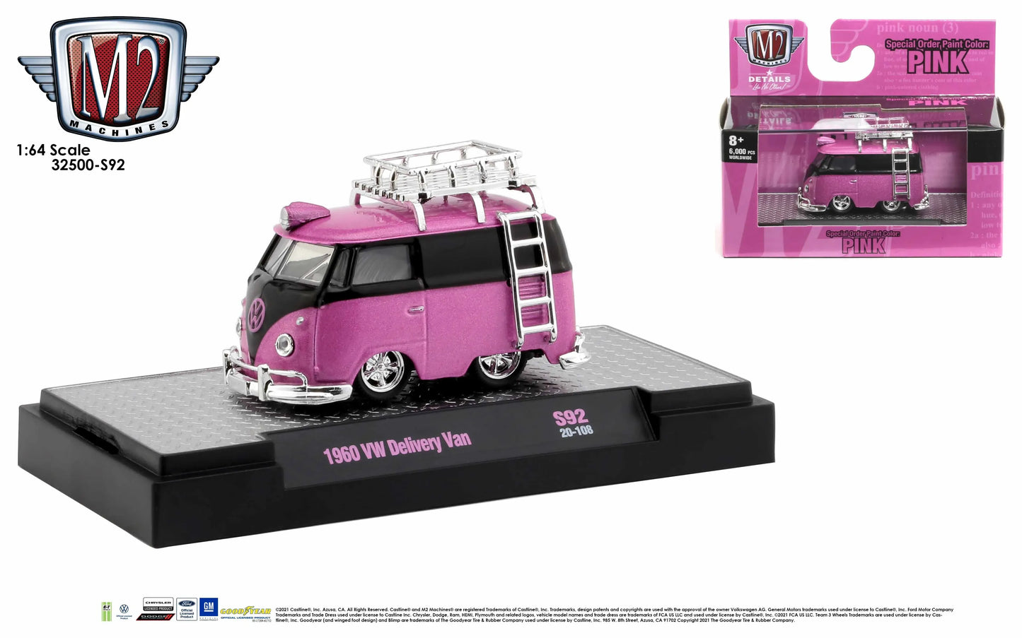 M2 Machines Limited Edition  Volkswagen Delivery Van 1960 Pink Special Order Paint Color: Pink