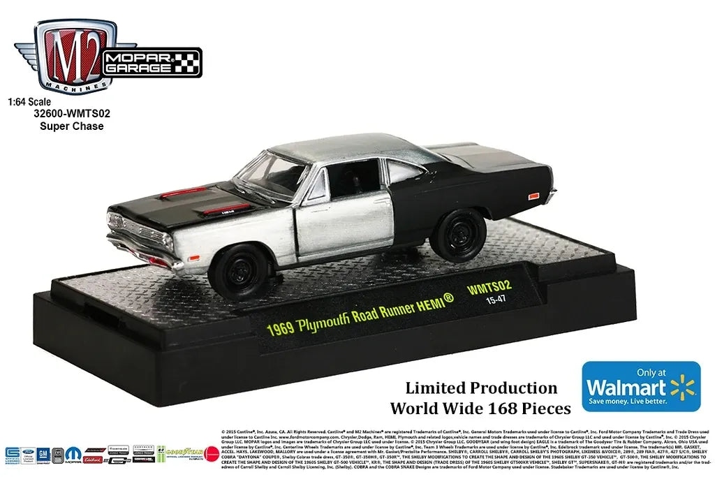 M2 Machines Limited Edition  Plymouth Road Runner HEMI 1969 White, Black 