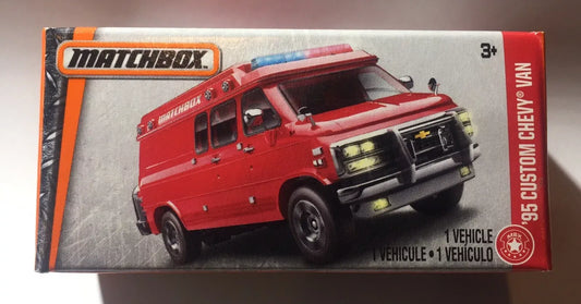 Matchbox MBX  Chevy Custom Van 1995 Red, Grey 