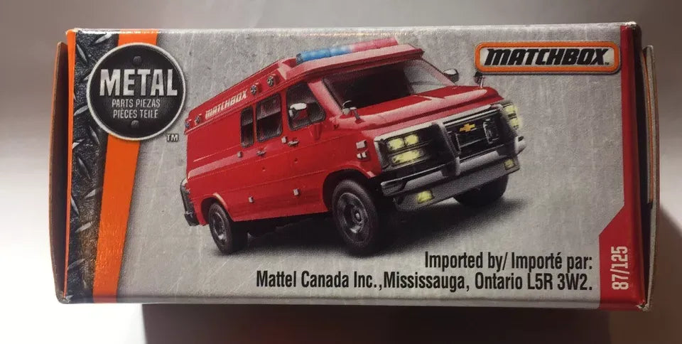 Matchbox MBX  Chevy Custom Van 1995 Red, Grey 