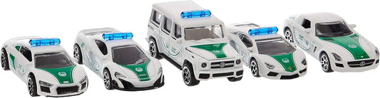 Majorette  Dubai Police  Set of x5 vehicles - Dubai Police Super cars  White, Green Police Squad
