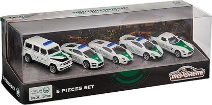 Majorette  Dubai Police  Set of x5 vehicles - Dubai Police Super cars  White, Green Police Squad