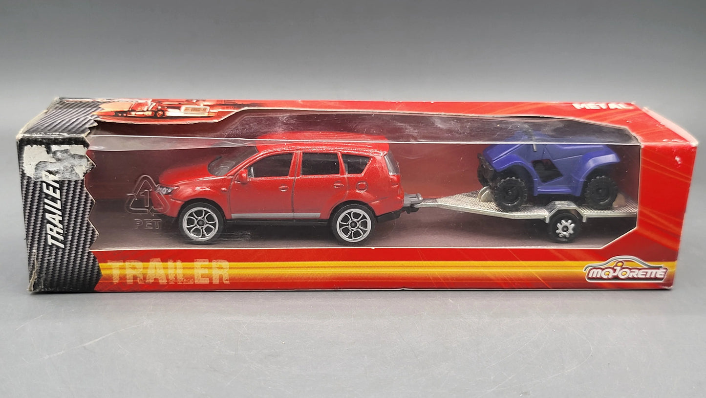 Majorette   Mitsubishi Outlander Truck + Quad Bike (Tow Set)  Red, Blue