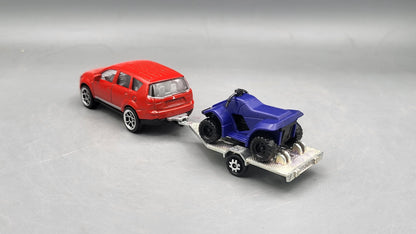 Majorette   Mitsubishi Outlander Truck + Quad Bike (Tow Set)  Red, Blue
