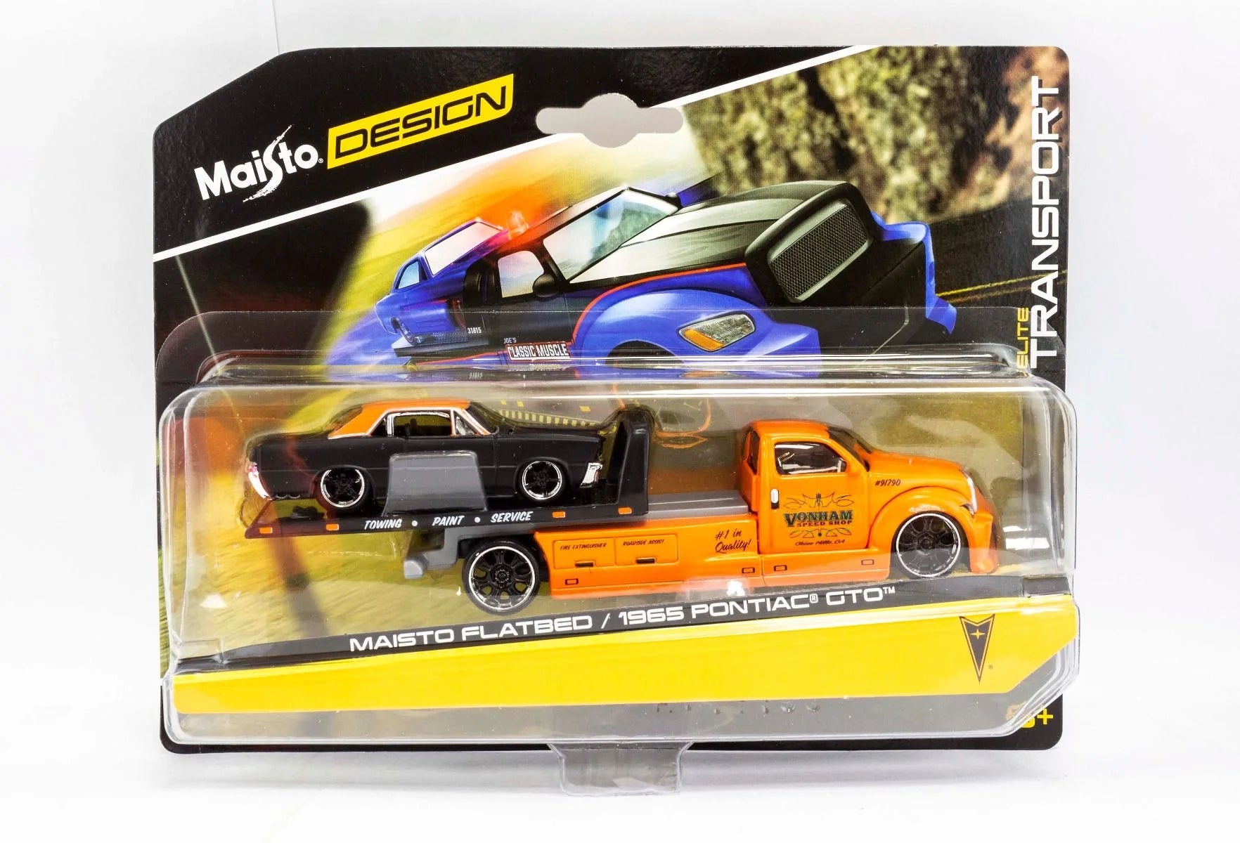 Maisto  Hauler Pontiac Flatbed/Pontiac GTO 1965 Orange & Black