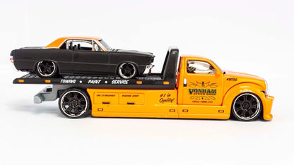 Maisto  Hauler Pontiac Flatbed/Pontiac GTO 1965 Orange & Black