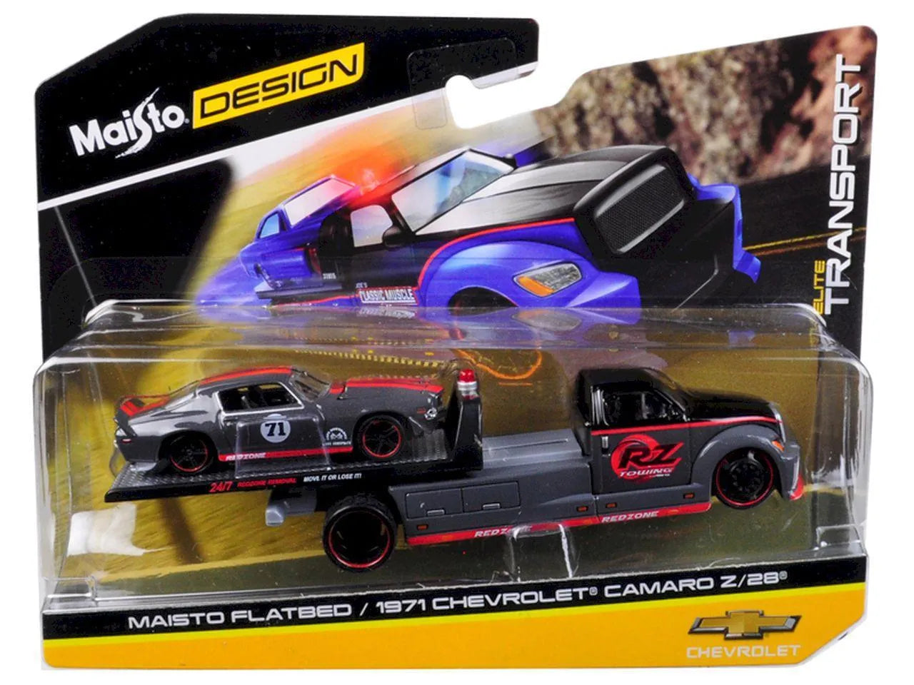 Maisto  Hauler Chevrolet Flatbed/Camaro Z/28 1971 Grey & Black