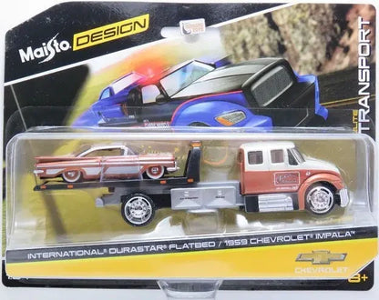 Maisto  Hauler Chevrolet Flatbed/Chevrolet Impala 1959 Brown & White