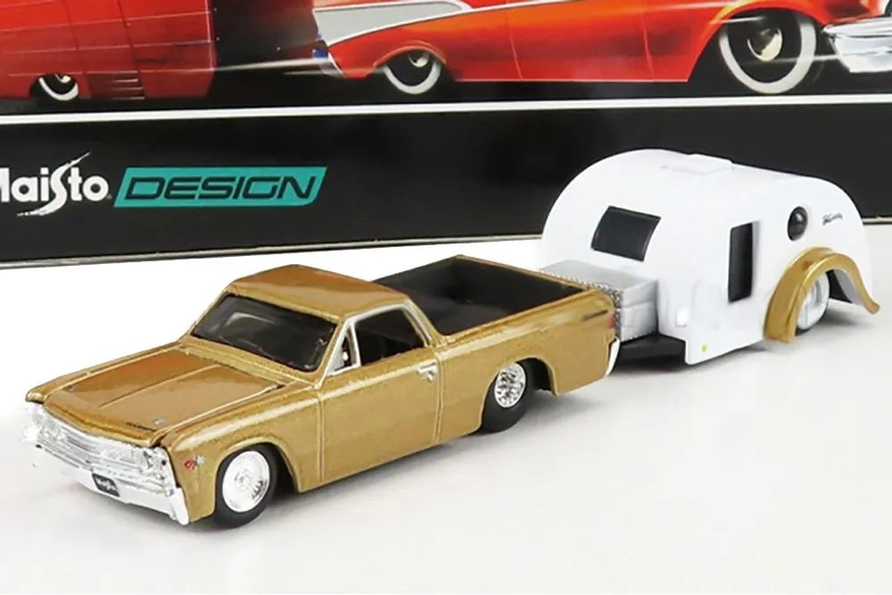 Maisto  Hauler Chevrolet  El Camino/Traveler Trailer 1967 Golden & White