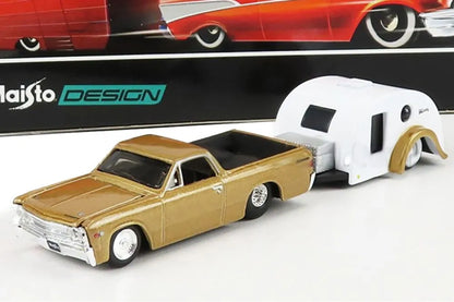 Maisto  Hauler Chevrolet  El Camino/Traveler Trailer 1967 Golden & White
