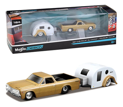 Maisto  Hauler Chevrolet  El Camino/Traveler Trailer 1967 Golden & White