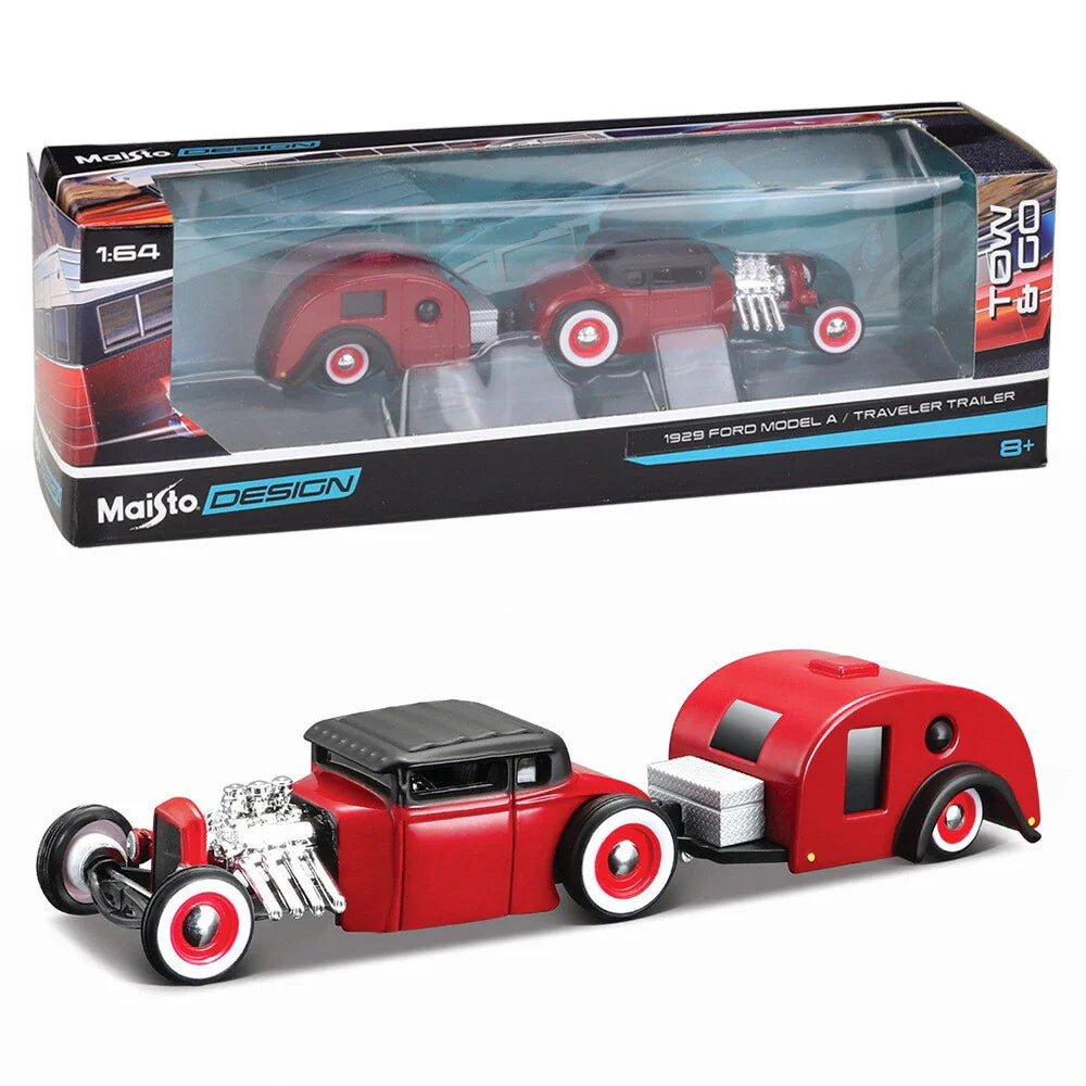 Maisto  Hauler Ford Model A/Traveler Trailer 1929 Red