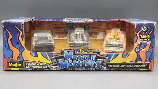 Maisto  Muscle Machines Dodge Set of x3 Vehicles - Dart Super Stock Hemi 1968 Grey, Black, Orange Build Ups