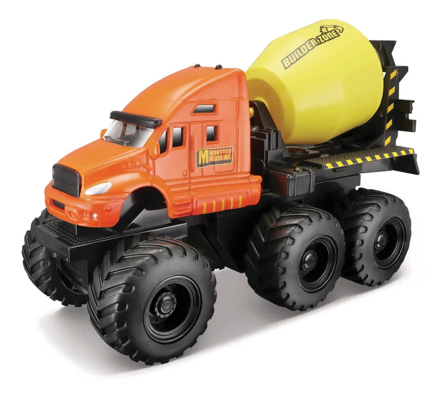 Maisto  Fresh Metal  Cement Mixer (Motorized)  Orange, Yellow Quarry Monsters