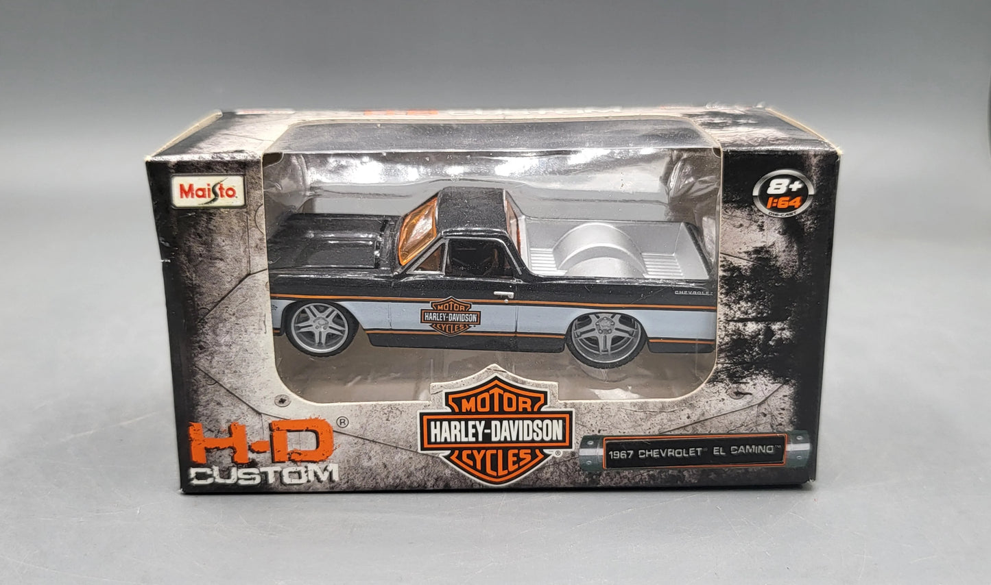 Maisto  H-D Custom Chevrolet El Camino 1967 Black, Silver Harley-Davidson Custom
