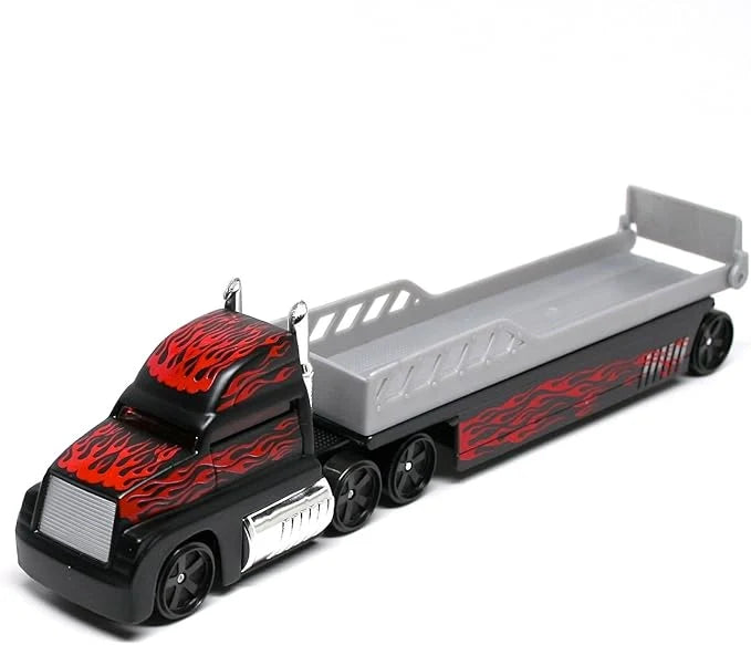 Maisto  Fresh Metal  Flatbed Transport Truck  Red Flame Highway Haulers