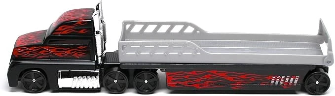 Maisto  Fresh Metal  Flatbed Transport Truck  Red Flame Highway Haulers