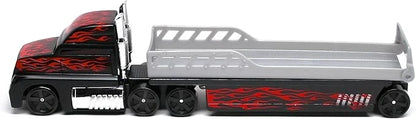 Maisto  Fresh Metal  Flatbed Transport Truck  Red Flame Highway Haulers