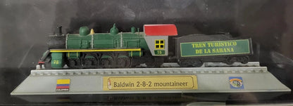 Colombia Vintage steam locomotive Engine  Green, Grey  Baldwin 2-8-2 "Mikado"