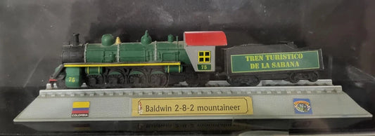 Colombia Vintage steam locomotive Engine  Green, Grey  Baldwin 2-8-2 "Mikado"