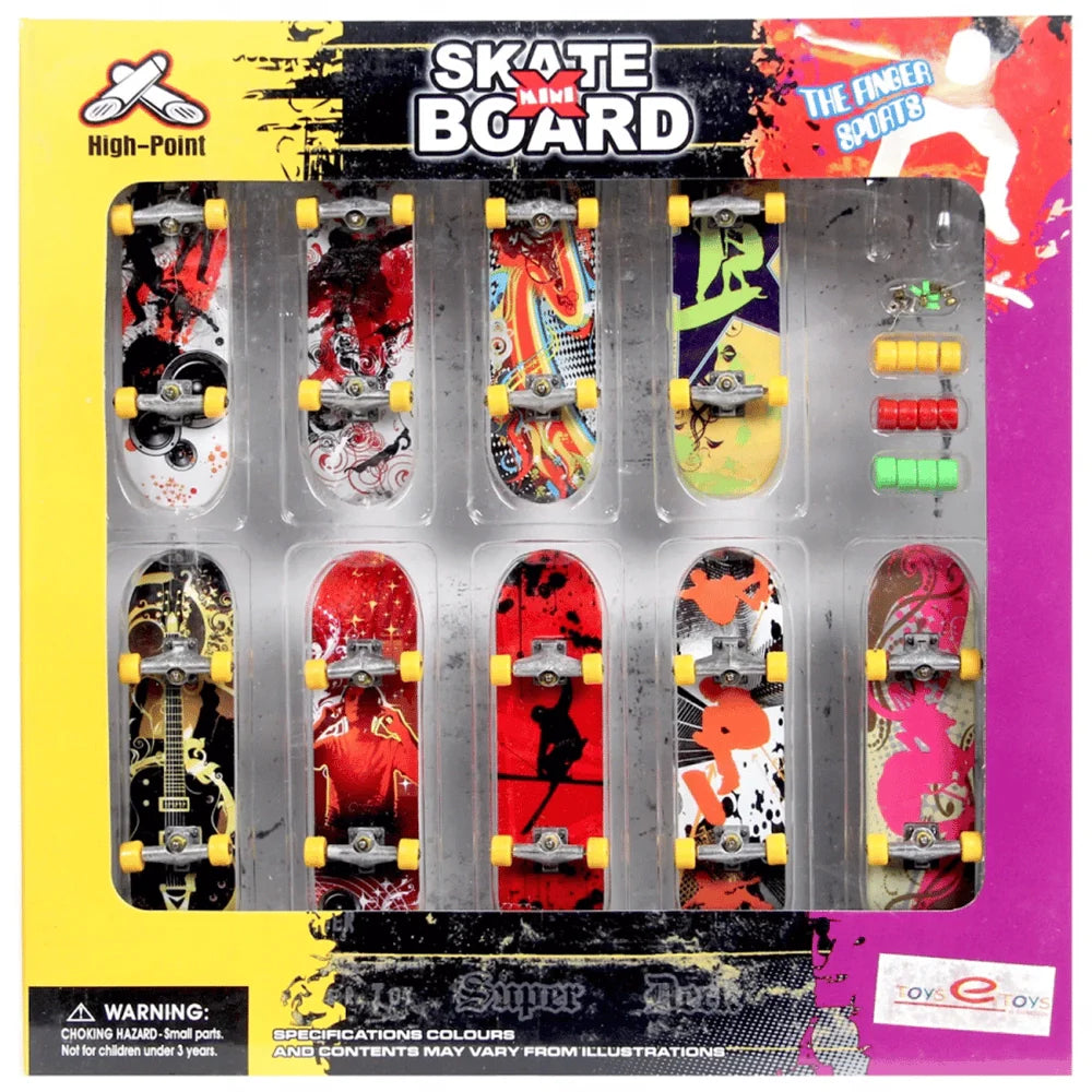 High Point   Mini Skate Boards Set of x9 Finger Skate Boards  Multi Colors Multi livery
